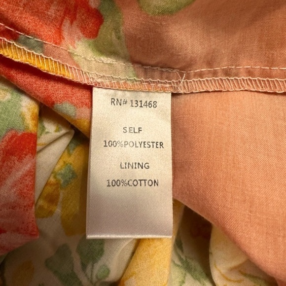 Fate Women's Whimsical Floral Print Ruffled Blouse Size Small Yellow Peach Cream - Picture 9 of 9